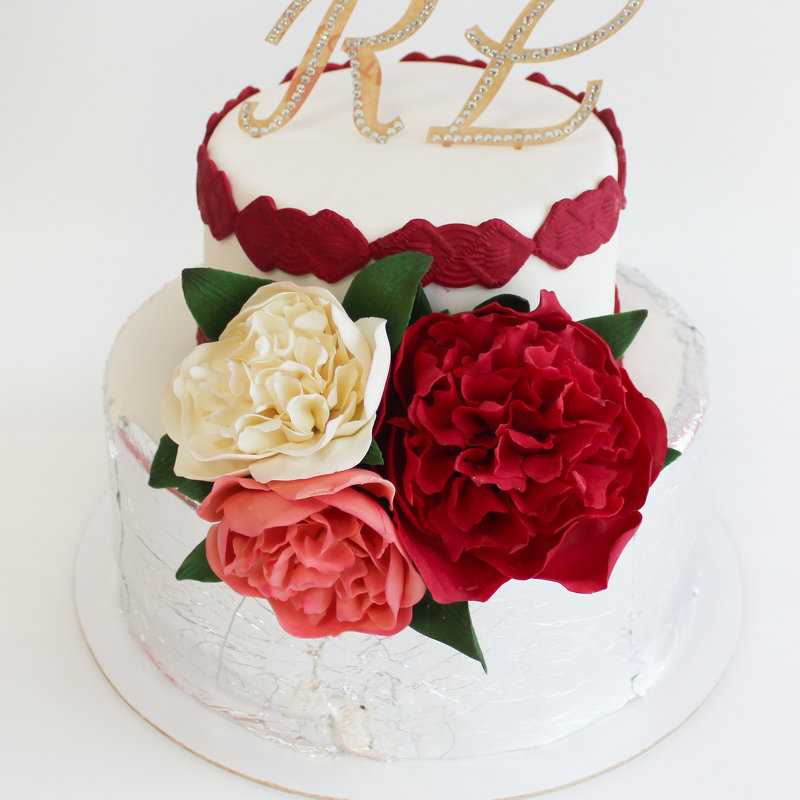 Свадебный торт с цветам 2036